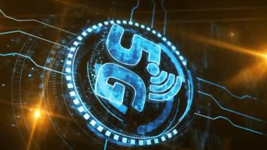 Dikey video: 5G mobil ağ teknolojisi iot ve akıllı telefon iletişim sembolü dijital kavram. Ağ, siber teknoloji ve bilgisayar arkaplanı soyut 3D kusursuz ve çevrilebilir.