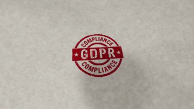 GDPR uyumluluk damgası döngüye alınabilir ve kusursuz animasyon. El damgası darbesi. Genel veri koruma düzenlemesi 3D döngü kavramı.
