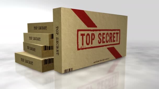 Caja Alto Secreto Documentos Confidenciales Paquete Cartón Abstracto Concepto Animación — Vídeos de Stock