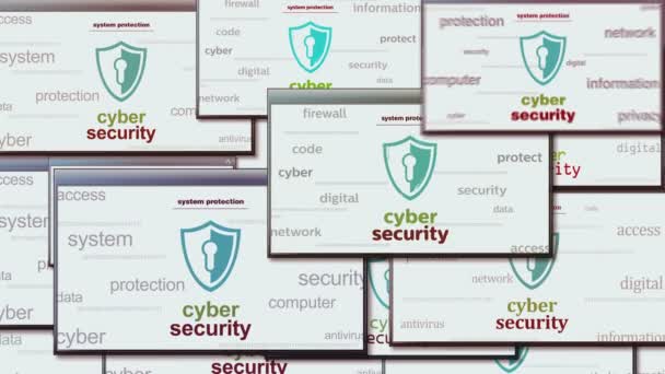 Cyber Sikkerhet Med Skjold Symbol Teknologi Loop Konsept Abstrakt Skilting – stockvideo