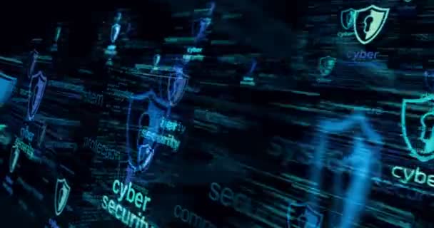 Cyber Sicherheit Mit Shield Symbol Technologie Schleifenkonzept Abstraktes Zeichen Auf — Stockvideo