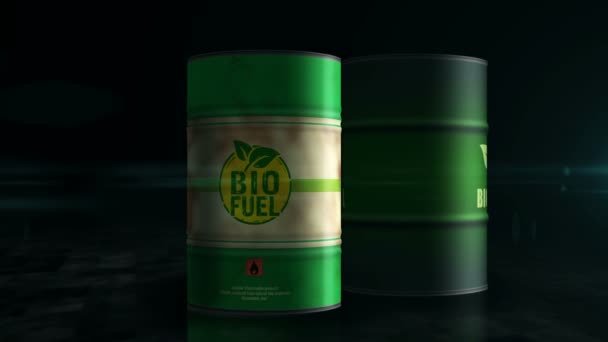 Koncept Ekologických Čistých Barelů Biopaliv Obnovitelných Zdrojů Udržitelná Energie Nádoby — Stock video