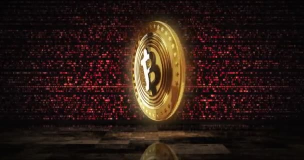 Bitcoin Etf Btc Pièce Crypto Monnaie Sur Fond Bouclable Écran — Video