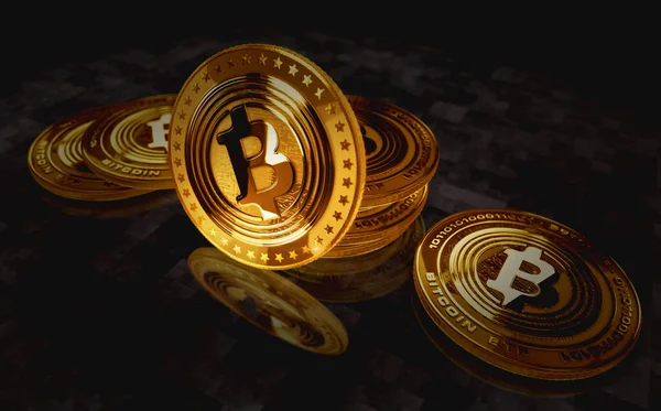 Bitcoin Etf Btc Kryptoměna Zlatá Mince Zeleném Pozadí Obrazovky Abstraktní Royalty Free Stock Fotografie