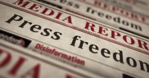 Basın Özgürlüğü Özgür Gazetecilik Günlük Gazete Baskısı Soyut Konsept Retro — Stok video