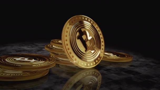 Bitcoin Etf Btc Criptomoeda Moeda Dourada Virando Câmera Gira Torno — Vídeo de Stock