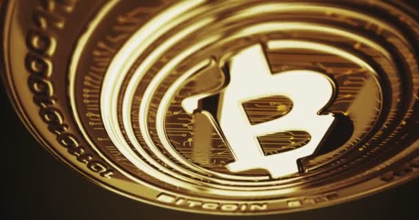 Bitcoin Etf Btc Criptomoneda Girando Moneda Oro Cámara Gira Alrededor — Vídeos de Stock