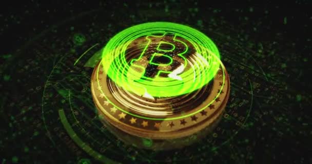 Bitcoin Etf Btc Crypto Monnaie Pièce Tournant Caméra Tourne Autour — Video