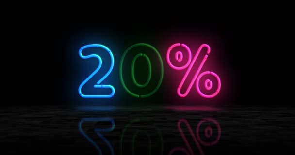 Neonglühendes Symbol Glühbirnen Prozent Rabatt Auf Verkauf Und Rabattförderung Einzelhandel — Stockvideo