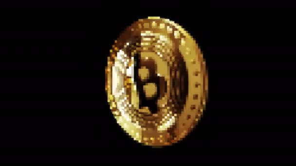 Bitcoin Etf Btc Pièce Crypto Monnaie Dans Style Rétro Pixel — Video