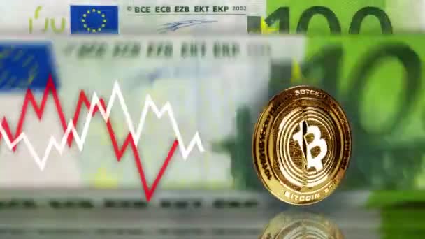 Bitcoin Etf Btc Pièce Crypto Monnaie 100 Billets Euros Comptage — Video
