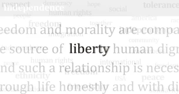 Liberty Freedom Independence Headline News International Media Inglés Concepto Abstracto — Vídeos de Stock