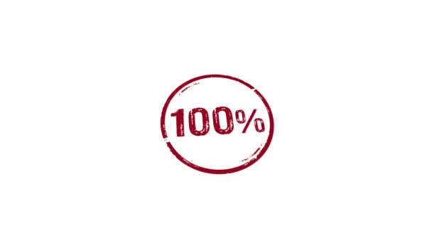 100 100 Процентная Изолированная Анимация Штампом Штампом Полностью Стопроцентное Продвижение — стоковое видео