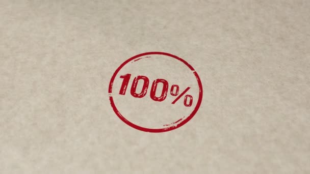 100 100 Stempel Ręczne Stemplowanie Animacji Uderzenia Pełna 100 Procentowa — Wideo stockowe
