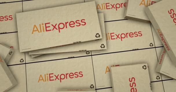 Poznan Polen Januari 2024 Aliexpress Alibaba Groep Online Retail Box — Stockvideo