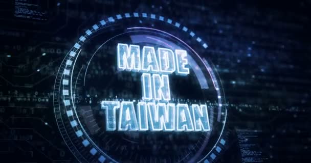 Зроблено Тайвані Технологія Експорту Символ Цифрової Концепції Кібертехнології Комп Ютерний — стокове відео