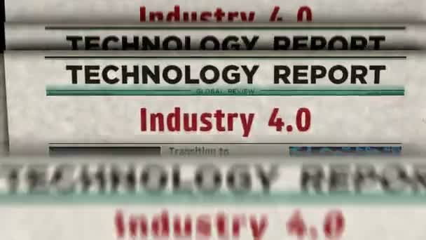 Industrie Technologie Robotik Und Automatisierung Vintage News Und Zeitungsdruck Abstraktes — Stockvideo