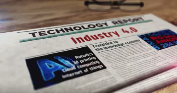 业界4 0技术机器人和自动化日报面市 头条新闻摘要概念3D — 图库视频影像