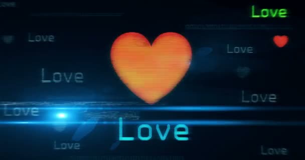 Amor Corazón Romántico Símbolo Tecnología Lazo Concepto Signo Abstracto Las — Vídeos de Stock