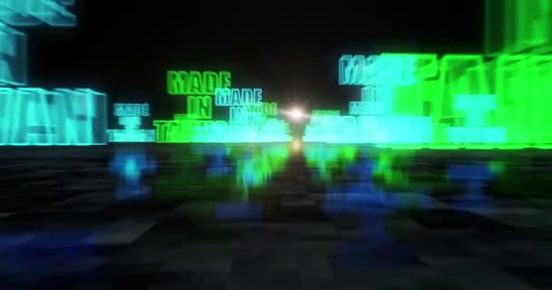 在台湾制造的技术出口符号抽象网络概念 数字技术和计算机背景无缝循环3D动画 — 图库视频影像