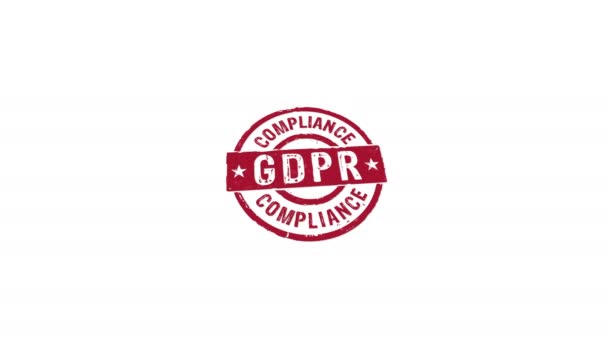 Gdpr Compliance Stamp Hand Stamping Impact Isolated Animation General Data — Stock Video