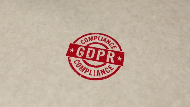 Gdpr Compliance Stamp Hand Stamping Impact Animation General Data Protection — Stock Video