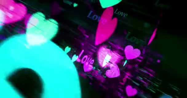 Love Heart Romantisches Symbol Technologie Schleife Konzept Abstraktes Zeichen Auf — Stockvideo