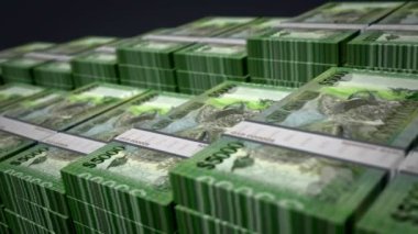 Guyana parası Guyanese dolarları bütçe artışı döngüsünü finanse ediyor. 5000 GYD destesi. Nakit paketi, bankacılık, seyahat, iş, ekonomi ve finans kavramı 3D döngüsüz.