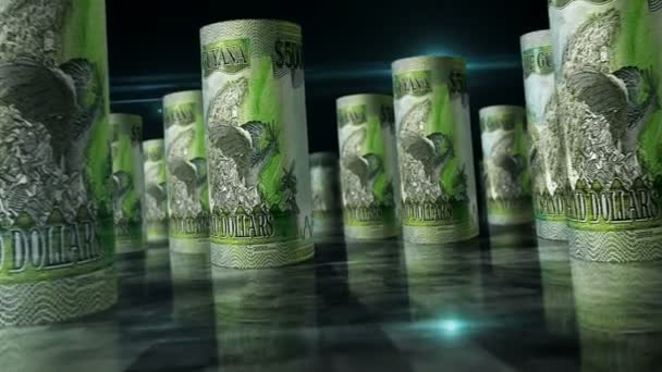 Guyana Peníze Guyanese Dolary Rolls Smyčka Peníze Stole Bezproblémové Smyčkové — Stock video