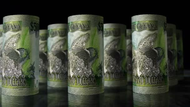 Guyana Peníze Guyanese Dolary Rolls Smyčka Kamera Pohybuje Před 5000 — Stock video