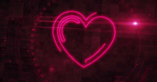 Miłość Serca Romantyczny Symbol Cyfrowej Koncepcji Cybertechnologia Tło Komputera Abstrakcyjny — Wideo stockowe