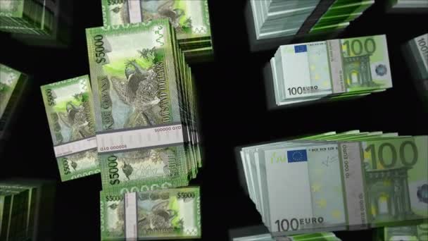 Євро Гайана Гроші Гайянський Обмін Доларів Пакет Паперових Банкнот Концепція — стокове відео