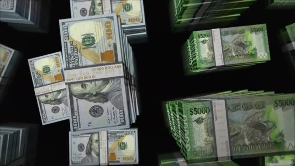 Americký Dolar Guyana Peníze Guyanese Dolarů Směnárna Papírové Bankovky Balí — Stock video