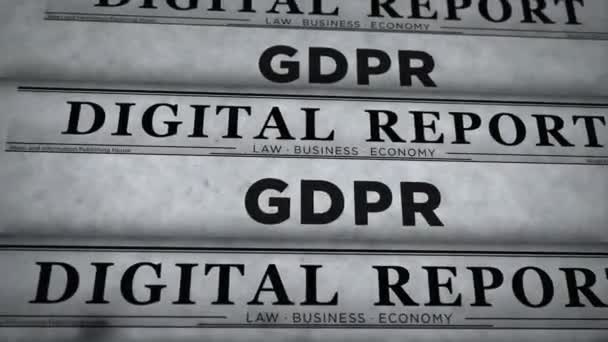 Γενικός Κανονισμός Προστασίας Δεδομένων Gdpr Vintage News Και Εκτύπωση Εφημερίδων — Αρχείο Βίντεο