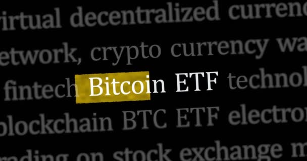 Bitcoin Etf Btcetf Fondos Títulos Noticias Inversión Través Búsqueda Internacional — Vídeos de Stock