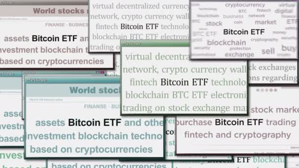 Bitcoin Etf Btcetf Fondo Inversión Ventanas Emergentes Pantalla Del Ordenador — Vídeos de Stock