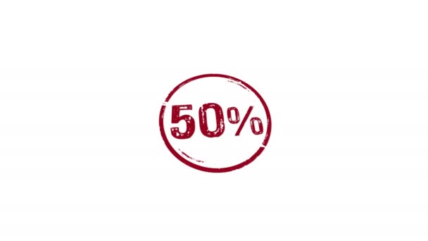 Відсотків Марки Ручне Штампування Впливають Ізольовану Анімацію Ятдесят Відсотків Просування — стокове відео