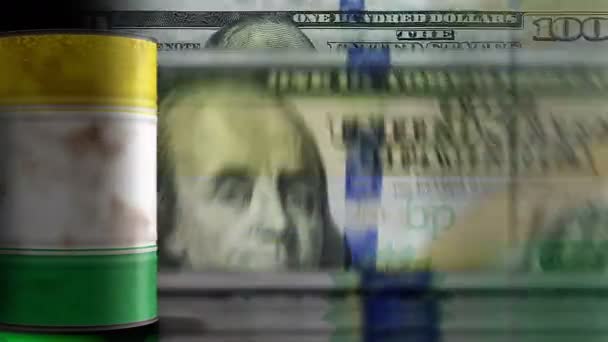 Posen Polen Februar 2024 Und Gasfässer Über Dollar Banknoten Mit — Stockvideo