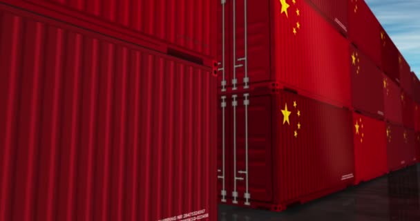 Chiny Eksportu Produkcji Importu Kontenerów Towarowych Rzędzie Bezszwowe Pętli Koncepcji — Wideo stockowe