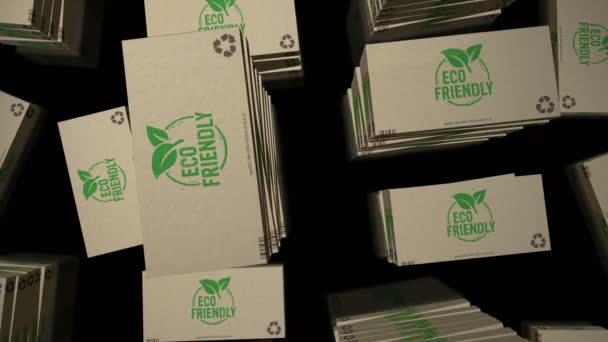 Ekologiczna Linia Produkcyjna Pudełek Recykling Zrównoważony Transport Fabryka Opakowań Kartonowych — Wideo stockowe
