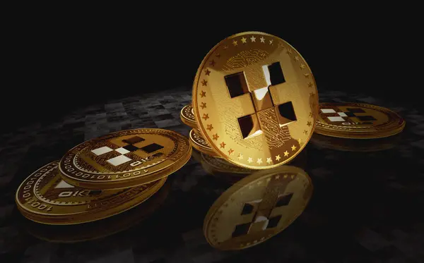 Okx Okb Cryptocurrency Koin Emas Pada Latar Belakang Layar Hijau Stok Lukisan  