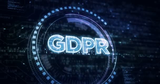 Gdpr General Protección Datos Símbolo Regulación Concepto Digital Tecnología Cibernética — Vídeos de Stock