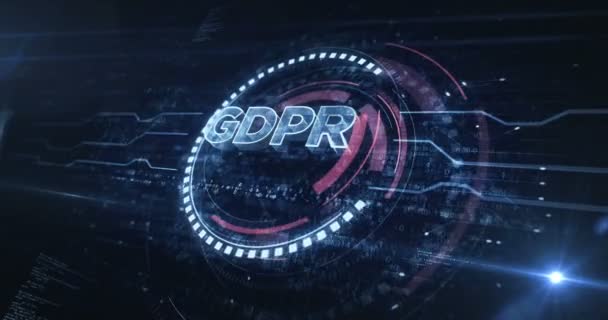 Gdpr Allmän Dataskyddsförordning Symbol Digitalt Koncept Teknik Och Dator Bakgrund — Stockvideo