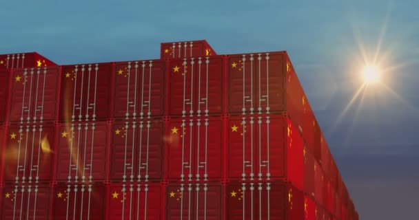 Chiny Eksportują Importują Kontenery Ładunkowe Koncepcji Biznesowej Terminalu Portowego Chińska — Wideo stockowe