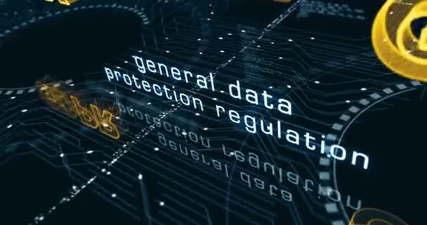 Gdpr General Data Protection Regulation Symbol Abstract Cyber Concept Tecnología — Vídeos de Stock