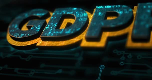Gdpr Загальна Концепція Регулювання Захисту Даних Кольорових Символів Мережа Кібертехнології — стокове відео