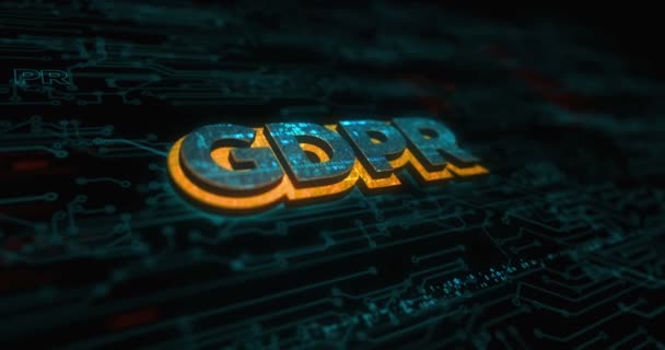 Gdpr Genel Veri Koruma Düzenlemesi Renkli Sembol Kavramı Siber Teknoloji — Stok video
