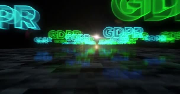 Gdpr Genel Veri Koruma Düzenleme Sembolü Soyut Siber Konsept Dijital — Stok video