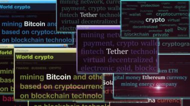 Kripto para birimleri Bitcoin Solana Ethereum Ethereum Kripto bilgisayar ekranında pencereleri açıyor. Sosyal medyada haber başlıklarının soyut kavramı. Kusursuz ve döngülü.
