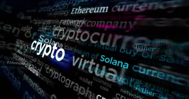 Cryptocurrencies Bitcoin Solana Ethereum Tether Crypto Titoli Notizie Titolo Internazionale — Video Stock